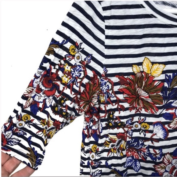 J. CREW Striped Floral Elbow Tee - Picture 4 of 10